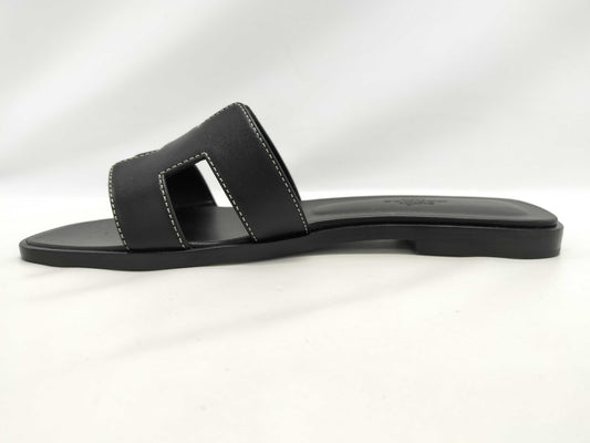 HERMES Sandals "Oran" Black Size: 36 Sandals