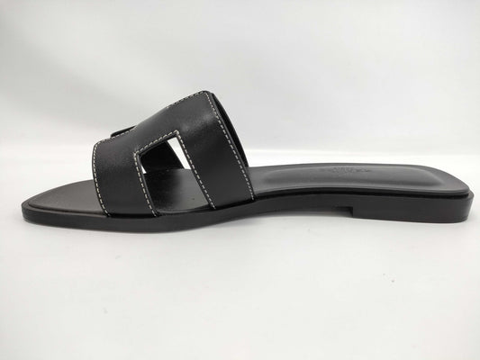 HERMES Sandals "Oran" Black Size: 35.5 Sandals