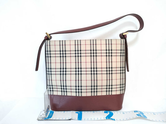 BURBERRY Nova Check Leather Shoulder Bag