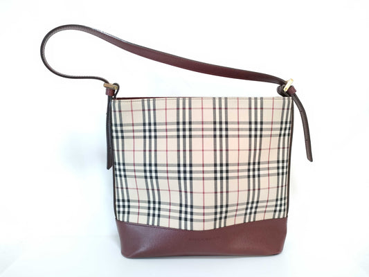 BURBERRY Nova Check Leather Shoulder Bag