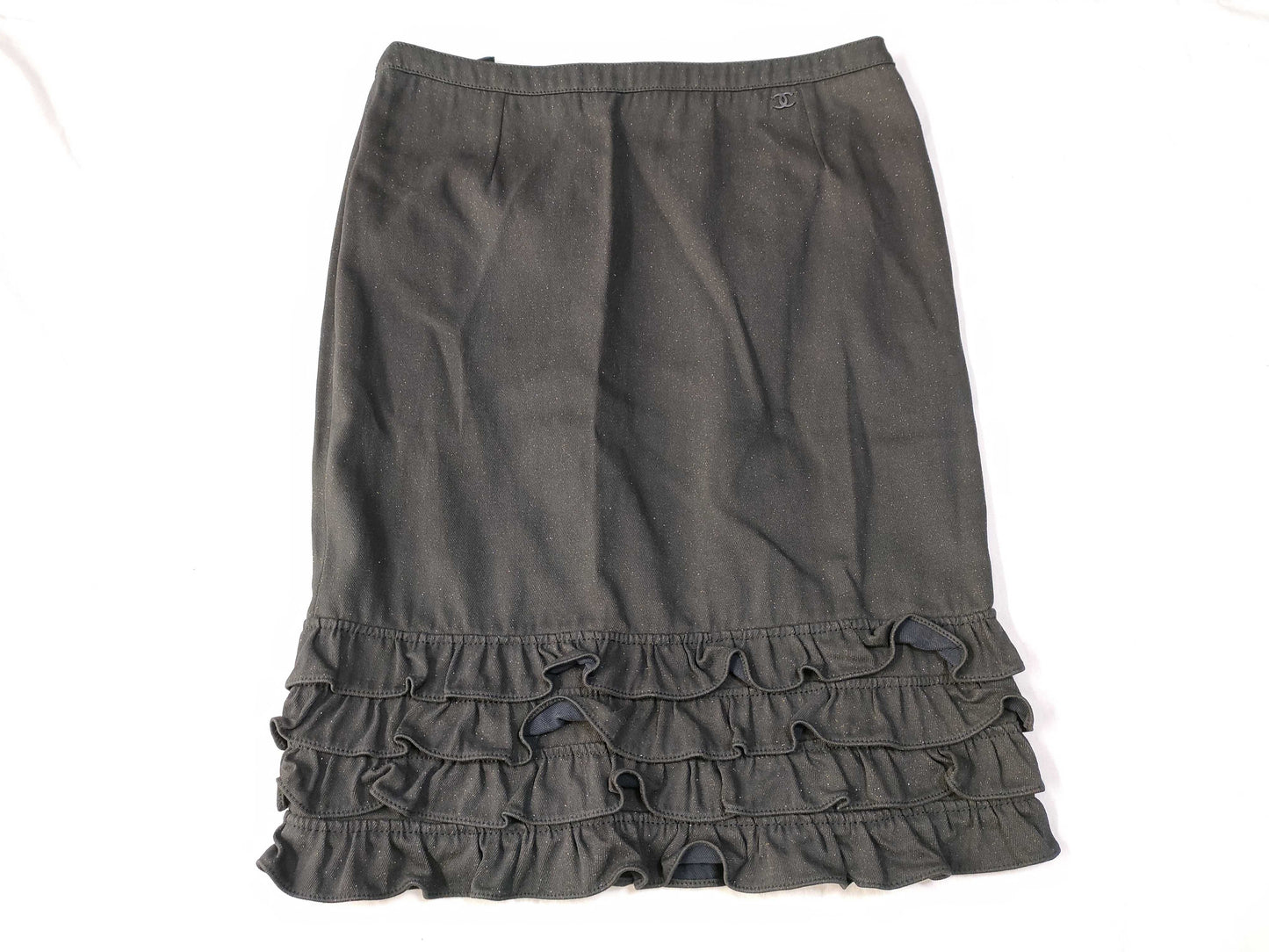 CHANEL Coco Mark Frill Skirt Black 04A Skirt