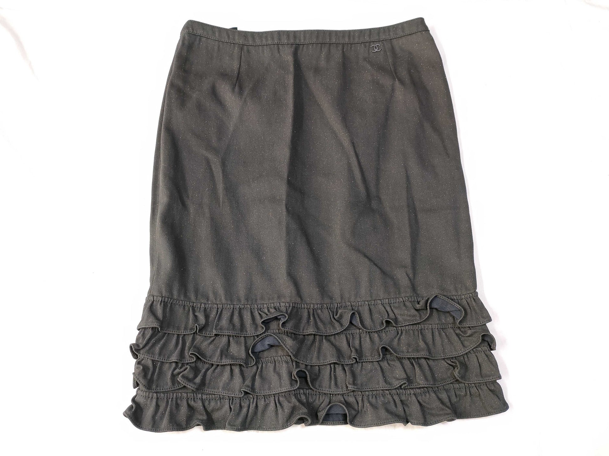 CHANEL Coco Mark Frill Skirt Black 04A Skirt