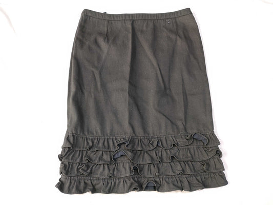 CHANEL Coco Mark Frill Skirt Black 04A Skirt