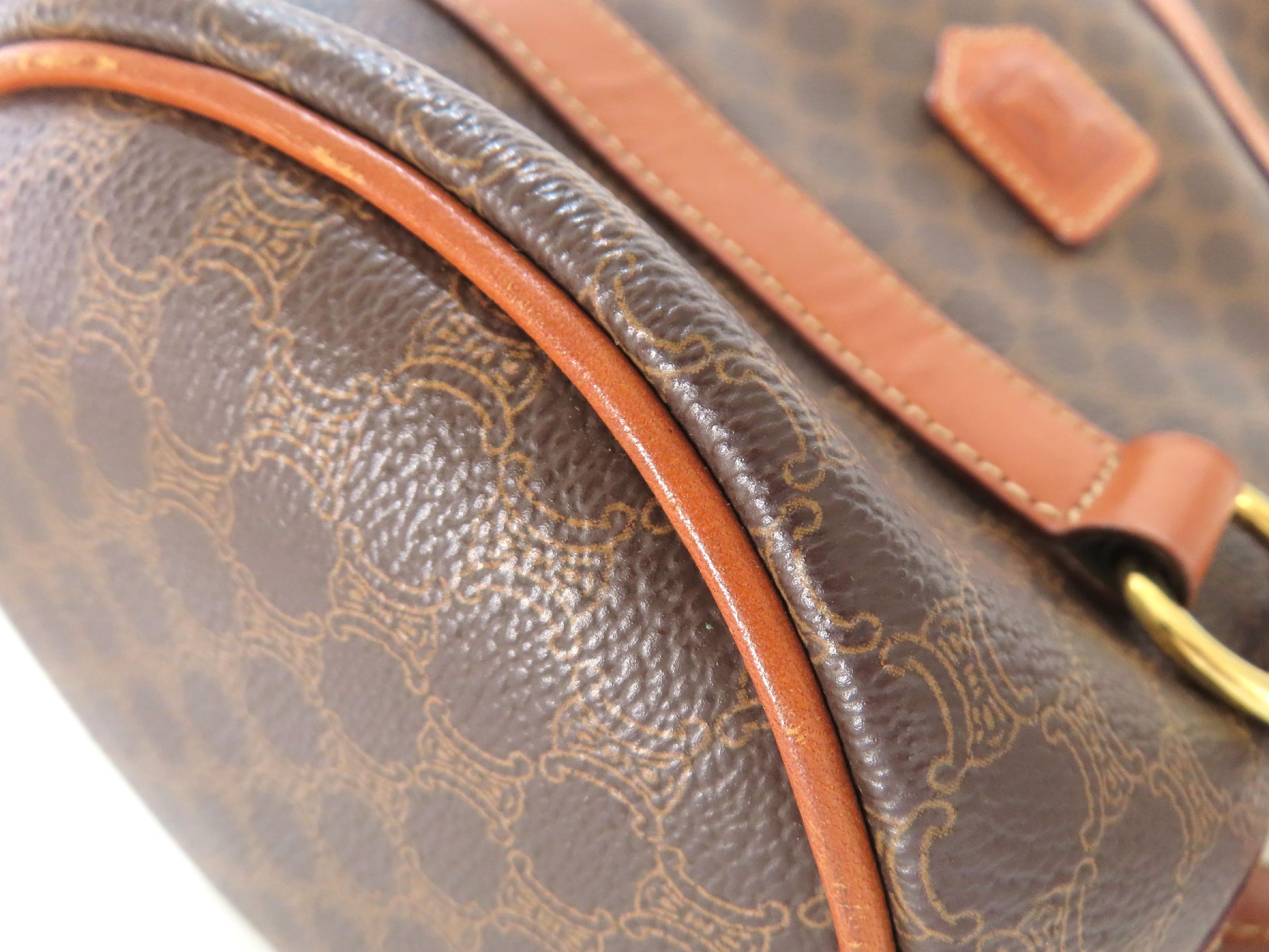 CELINE Macadam Mini Boston Bag, Brown, Shoulder Bag