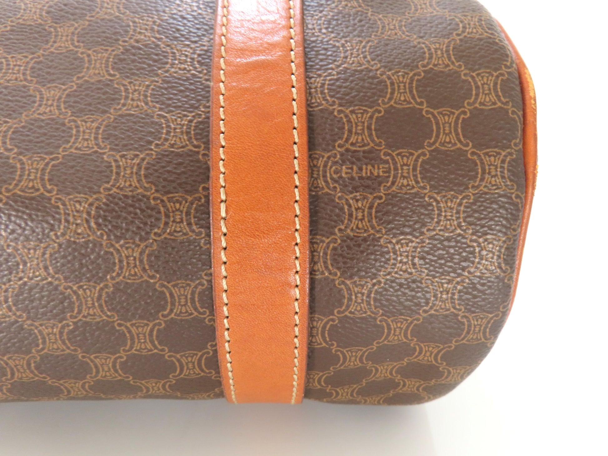 CELINE Macadam Mini Boston Bag, Brown, Shoulder Bag