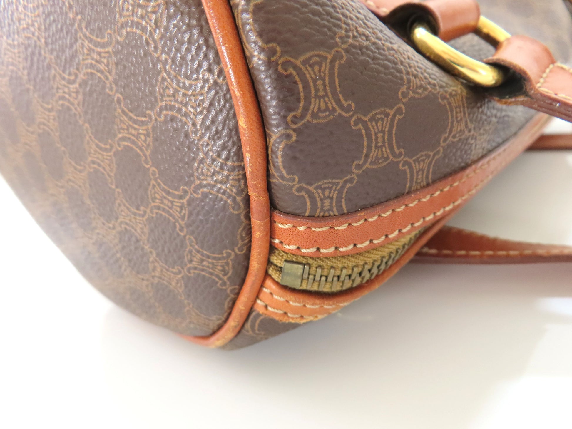 CELINE Macadam Mini Boston Bag, Brown, Shoulder Bag