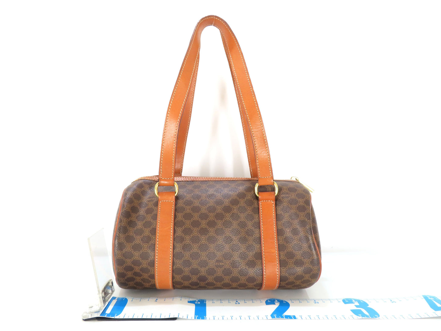 CELINE Macadam Mini Boston Bag, Brown, Shoulder Bag