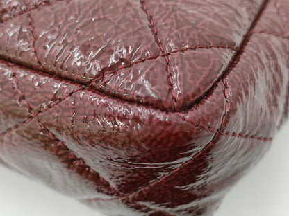 CHANEL Matelasse Single Flap Double Chain Shoulder Bag in Patent Leather, Bordeaux, 12276247