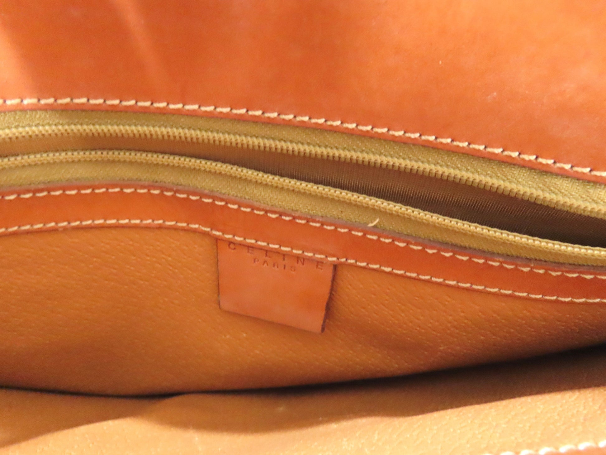 CELINE Old Celine Macadam Logo Stripe Tote Bag Brown