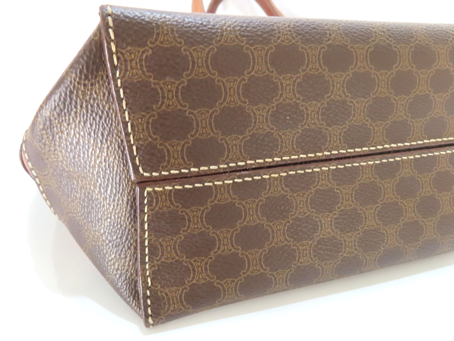 CELINE Old Celine Macadam Logo Stripe Tote Bag Brown