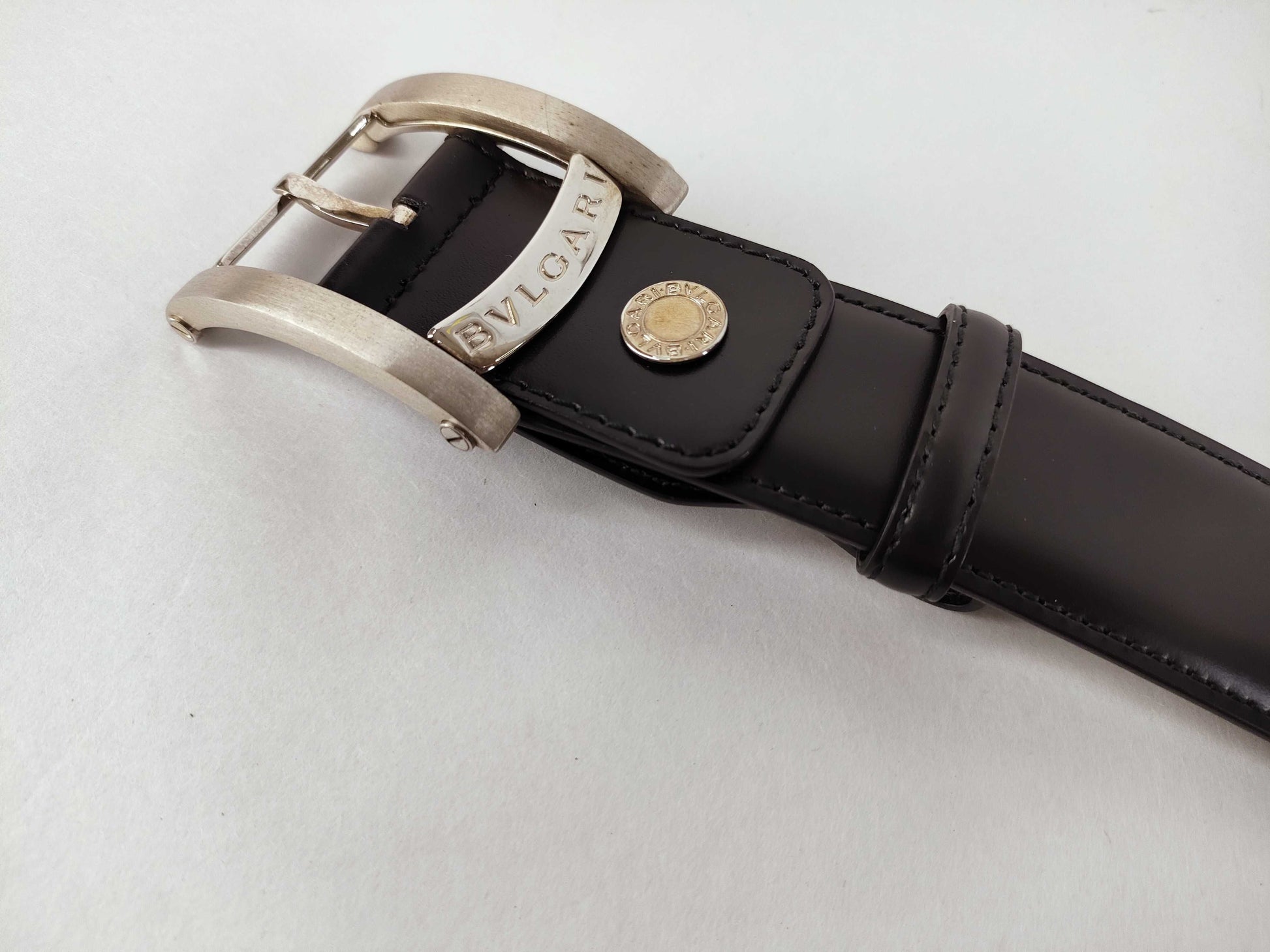 BVLGARI Bulgari Assioma Belt 46/115 Black x Silver Belt