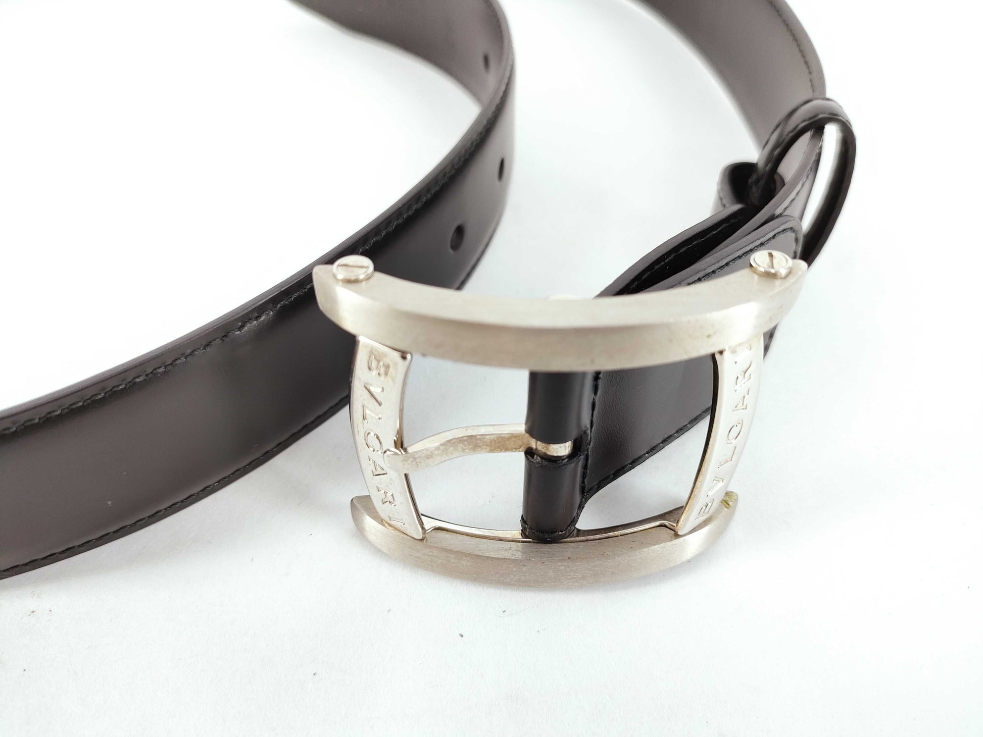 BVLGARI Bulgari Assioma Belt 46/115 Black x Silver Belt