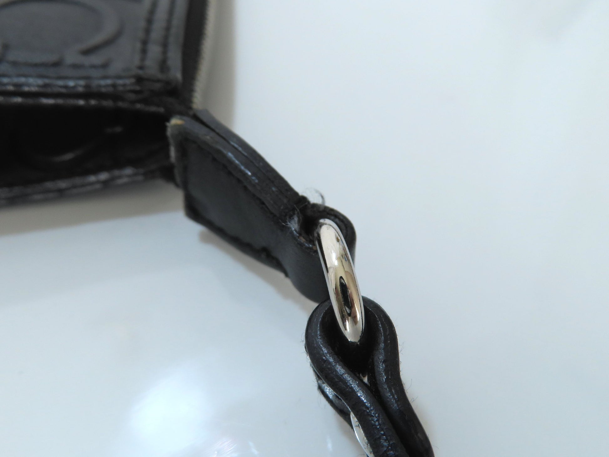 Salvatore Ferragamo Gancini Embossed Shoulder Mini Bag in Black with Pouch