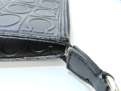 Salvatore Ferragamo Gancini Embossed Shoulder Mini Bag in Black with Pouch