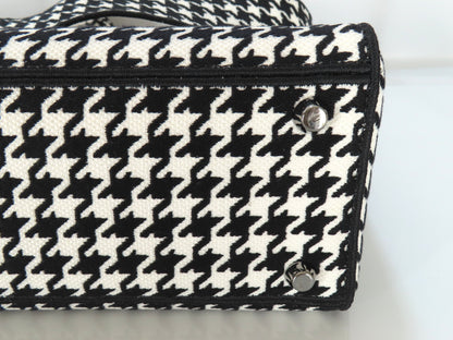 Christian Dior Lady D Light Medium 2-Way Handbag, White and Black Houndstooth