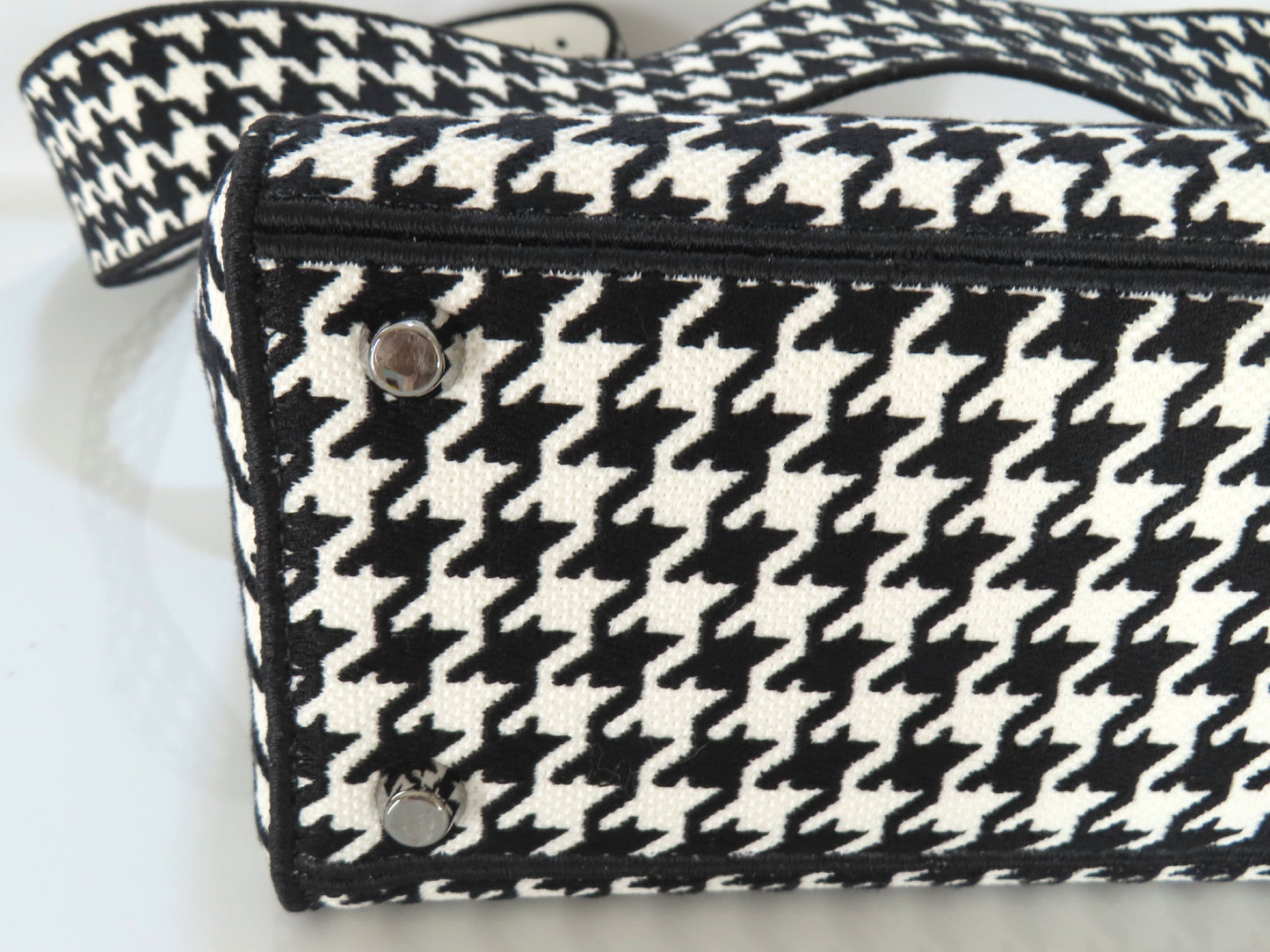 Christian Dior Lady D Light Medium 2-Way Handbag, White and Black Houndstooth