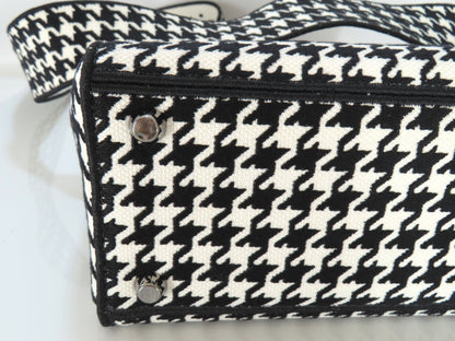 Christian Dior Lady D Light Medium 2-Way Handbag, White and Black Houndstooth