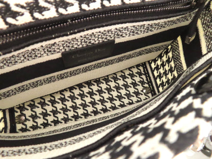 Christian Dior Lady D Light Medium 2-Way Handbag, White and Black Houndstooth