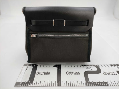 HERMES Air Bag Zip Mini Toile Military x Vache Hunter Black W2024 Shoulder Bag