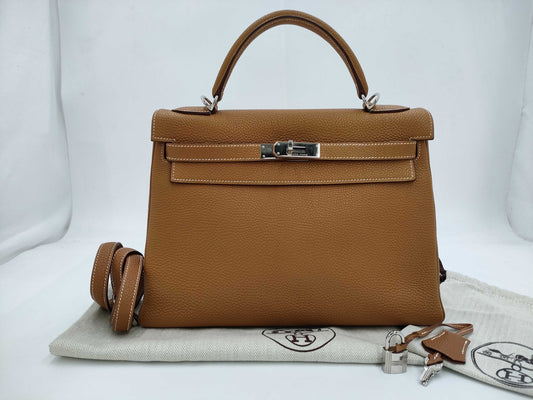 HERMES Kelly 23 Togo Gold Shoulder Bag with K Stamp
