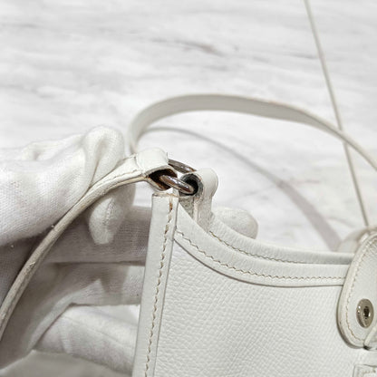 HERMES Evelyn TPM White Epson H Stamped Shoulder Bag