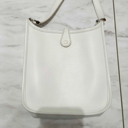 HERMES Evelyn TPM White Epson H Stamped Shoulder Bag