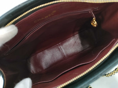 CHANEL Lambskin Chain Tote Shoulder Bag