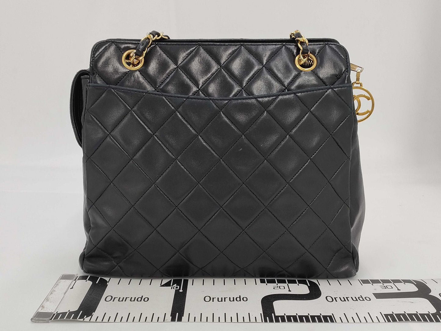 CHANEL Lambskin Chain Tote Shoulder Bag