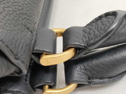 Tory Burch Tory Burch Handbag Leather Half Moon Black Handbag