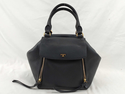Tory Burch Tory Burch Handbag Leather Half Moon Black Handbag