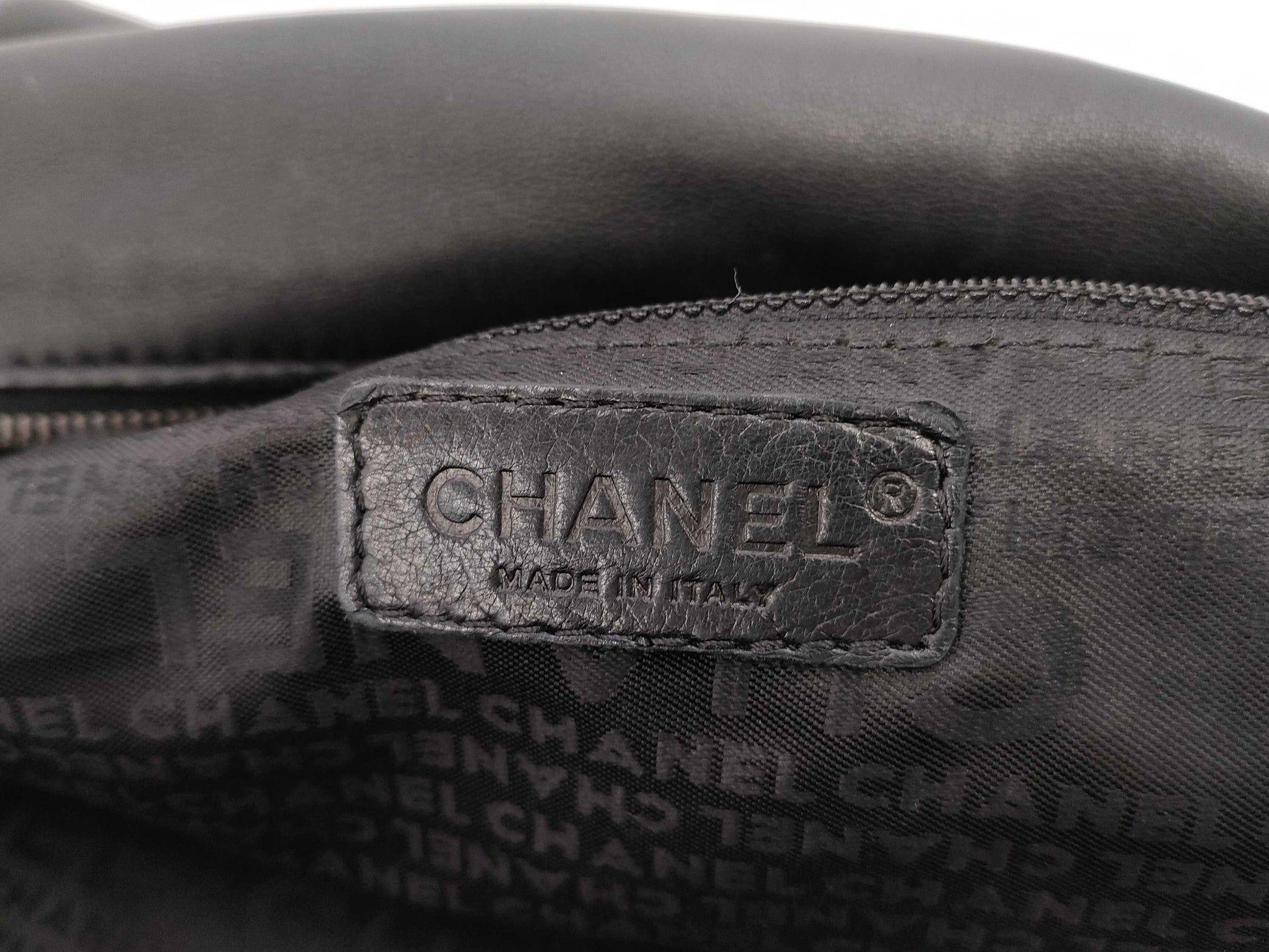 CHANEL Handbag, Harako Leather, Black, 8610456