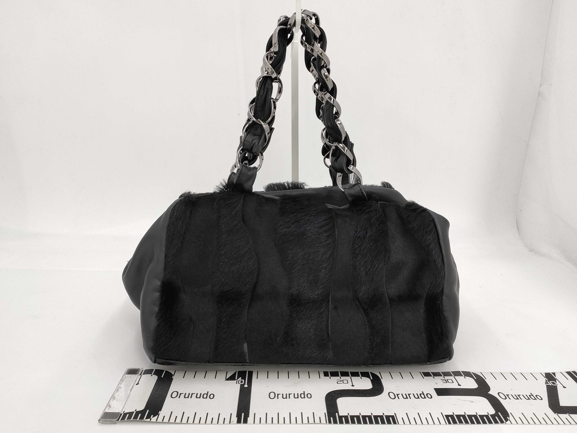 CHANEL Handbag, Harako Leather, Black, 8610456