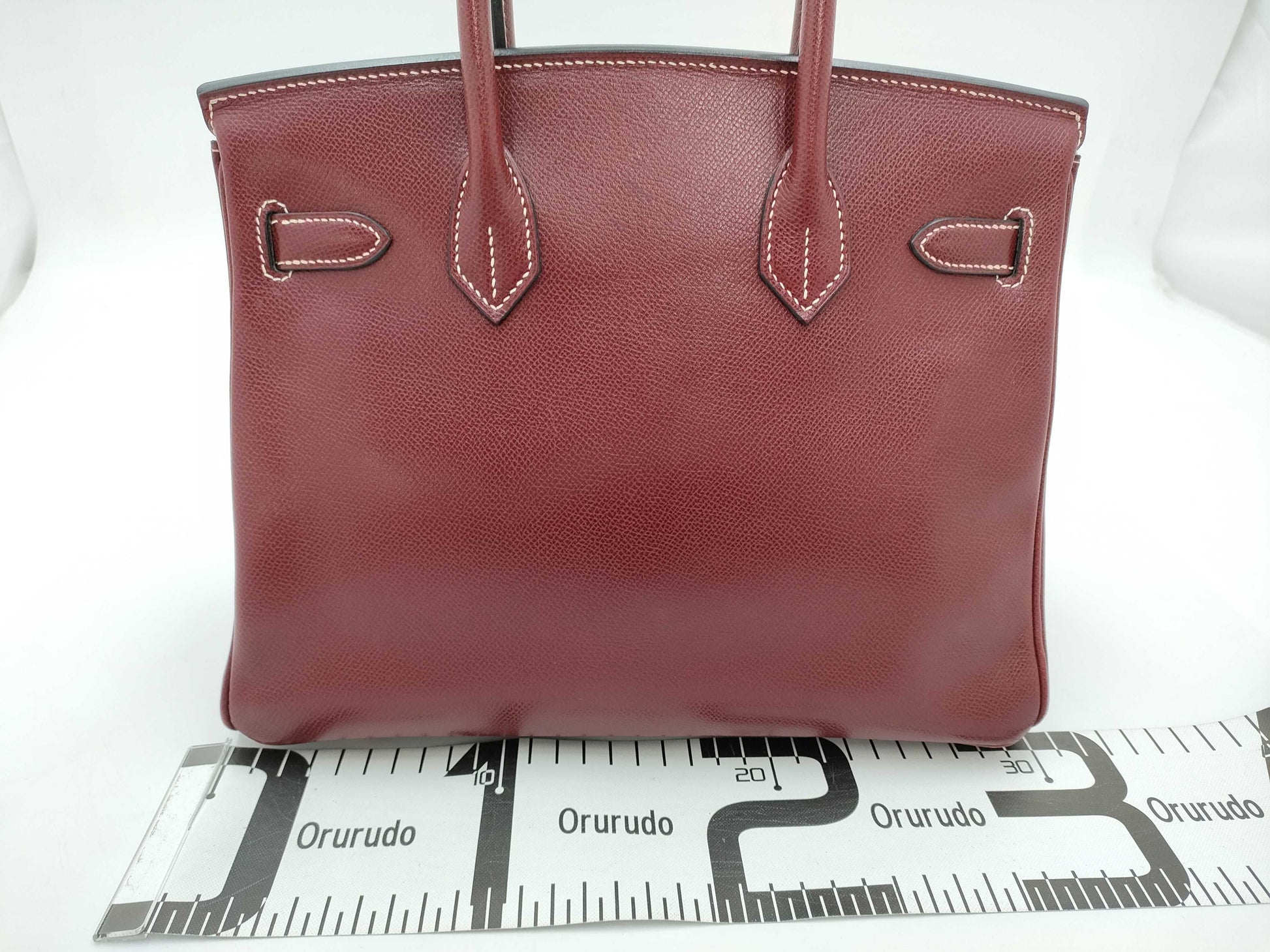 HERMES Birkin 30 Lise Bordeaux Handbag with E Stamp and Silver Hardware