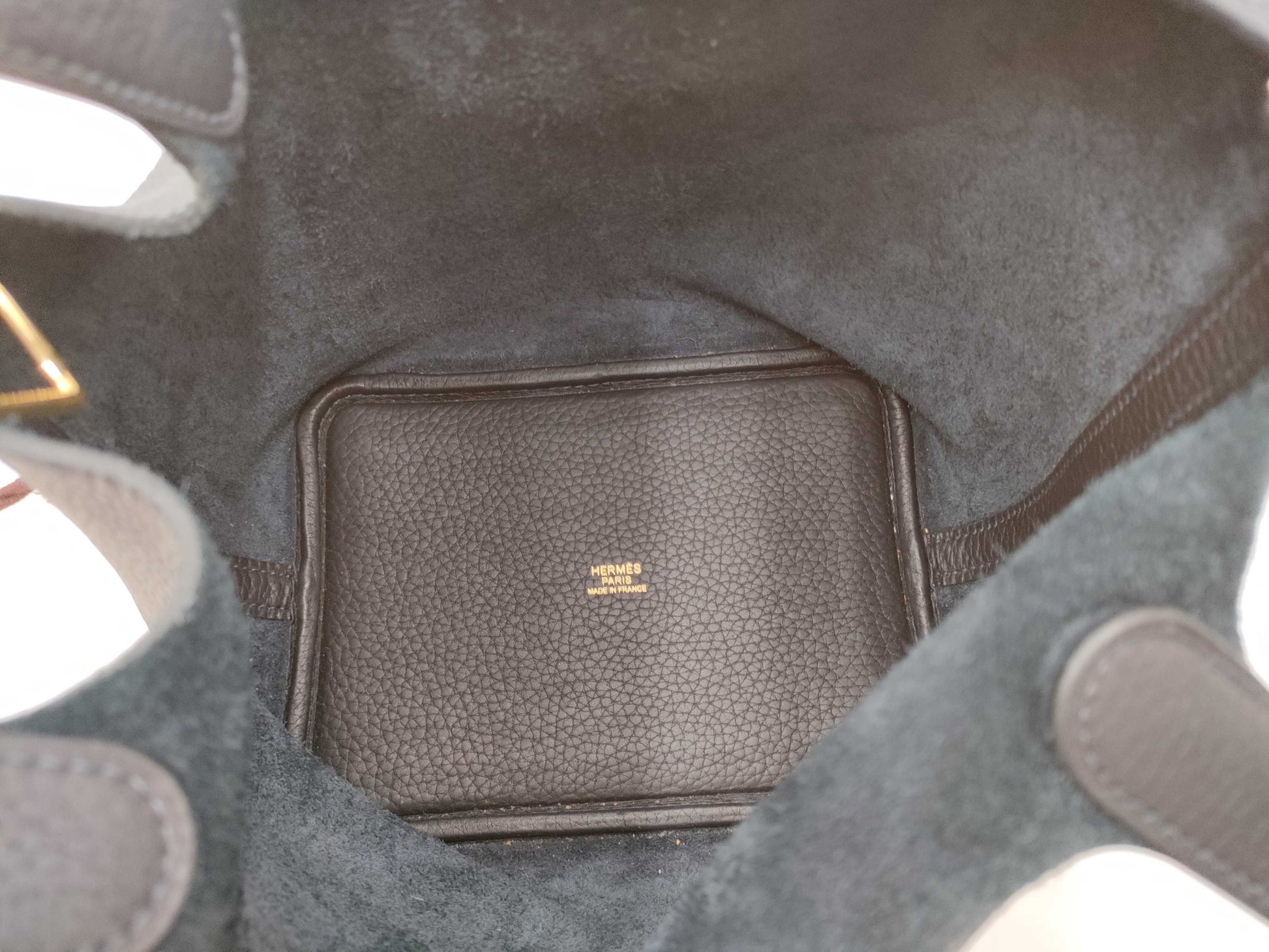HERMES Picotin Lock PM Taurillon Clemence Leather Handbag in Dark Navy with U Stamp and Gold Hardware