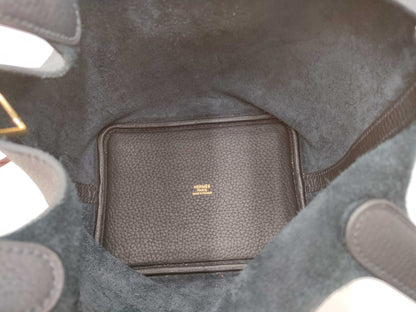 HERMES Picotin Lock PM Taurillon Clemence Leather Handbag in Dark Navy with U Stamp and Gold Hardware