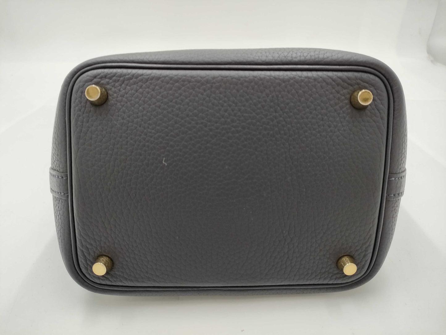 HERMES Picotin Lock PM Taurillon Clemence Leather Handbag in Dark Navy with U Stamp and Gold Hardware