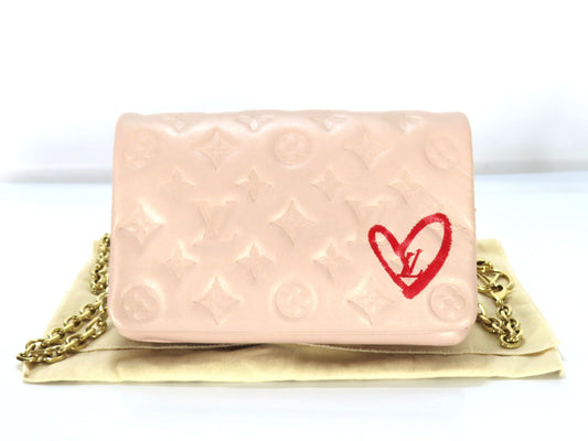 LOUIS VUITTON RFID Verified Fall in Love Pochette Coussin Pink M80834 RFID Shoulder Bag