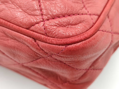 CHANEL Matelasse Fringe Chain Shoulder Bag, Red, Lamb, 0906535