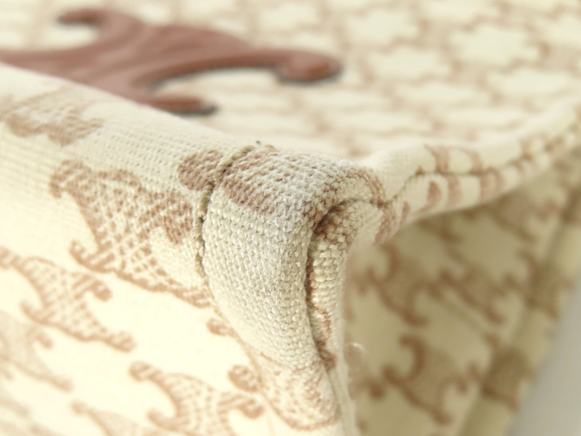 CELINE Triomphe Small Cabas Tais Beige Canvas Handbag