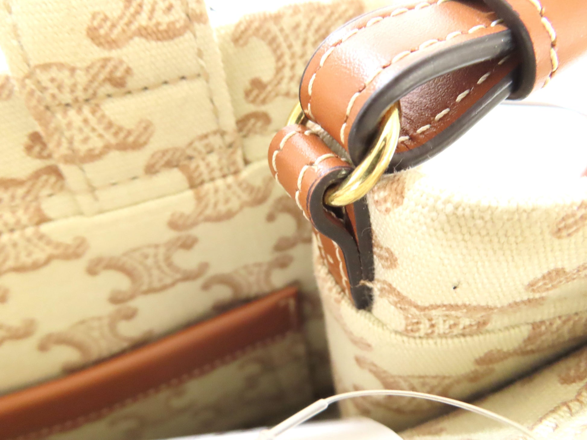 CELINE Triomphe Small Cabas Tais Beige Canvas Handbag