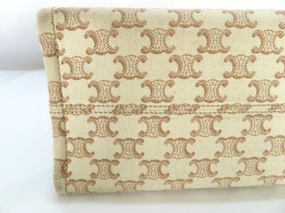 CELINE Triomphe Small Cabas Tais Beige Canvas Handbag