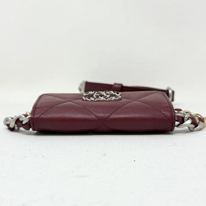 CHANEL CHANEL Mini Mini Matelasse Shoulder Bag, Chanel 19, Lambskin, Coco Mark, Chain Shoulder Wallet, Red, Shoulder Bag