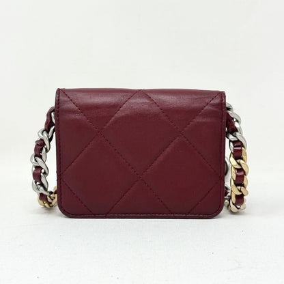 CHANEL CHANEL Mini Mini Matelasse Shoulder Bag, Chanel 19, Lambskin, Coco Mark, Chain Shoulder Wallet, Red, Shoulder Bag