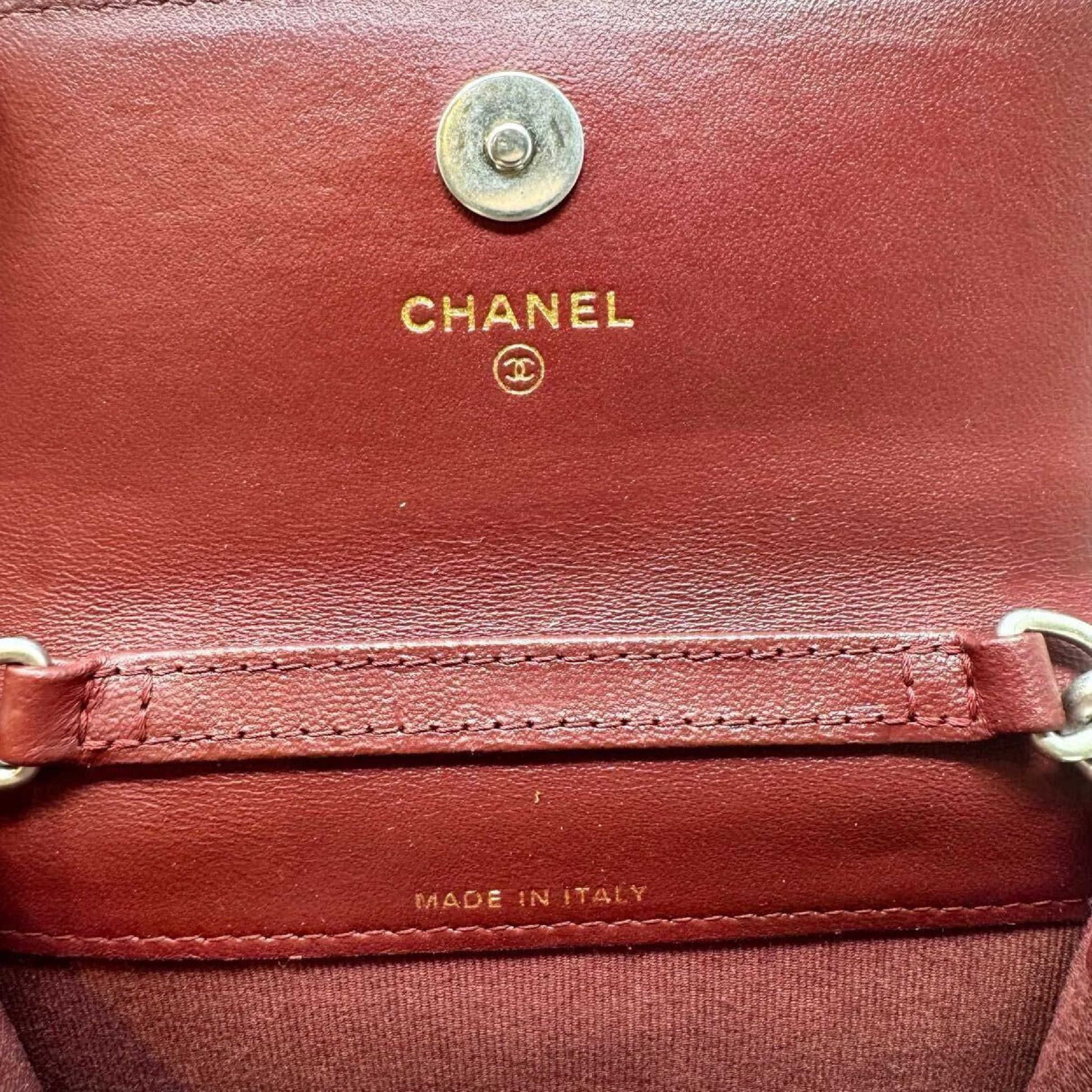 CHANEL CHANEL Mini Mini Matelasse Shoulder Bag, Chanel 19, Lambskin, Coco Mark, Chain Shoulder Wallet, Red, Shoulder Bag