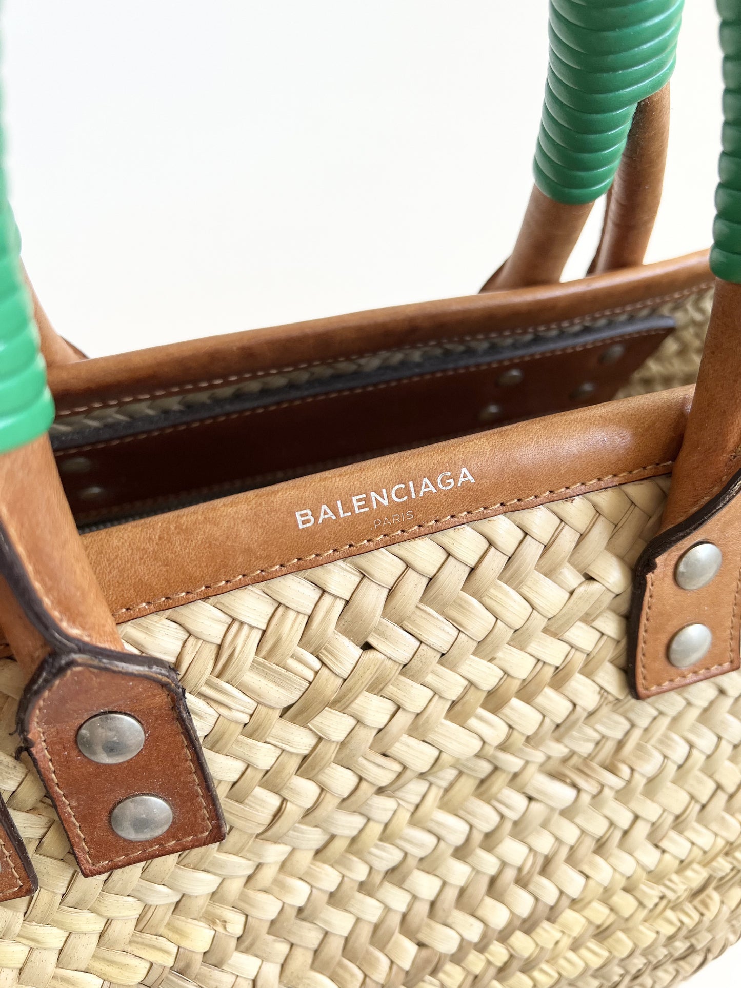 BALENCIAGA BALENCIAGA Basket Bag Basket Handbag Bistro Pannier Straw Raffia Straw Barley Handbag