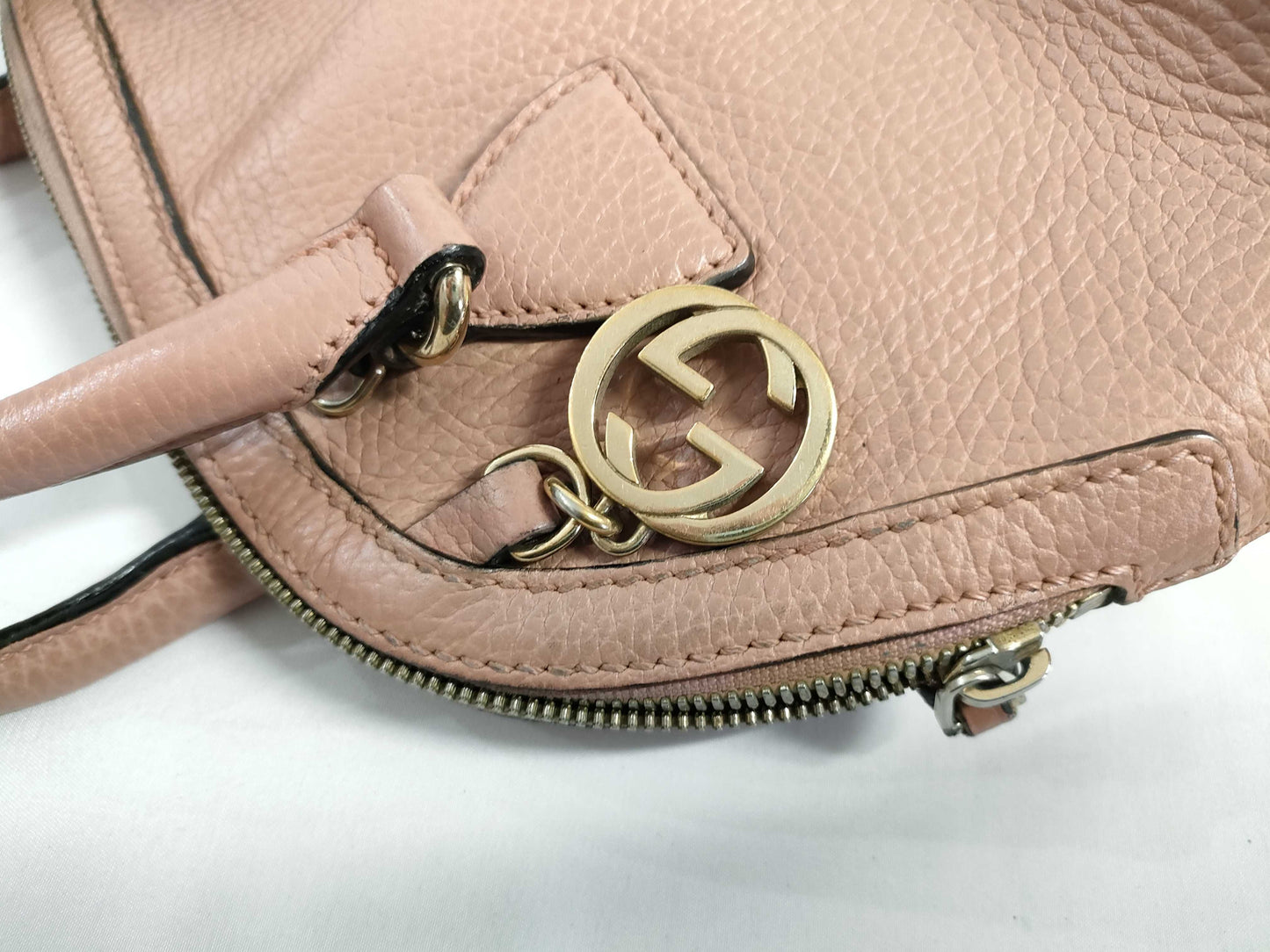 GUCCI GG Charm 2-Way Shoulder Bag/Handbag Leather Women's Pink Light Pink Handbag
