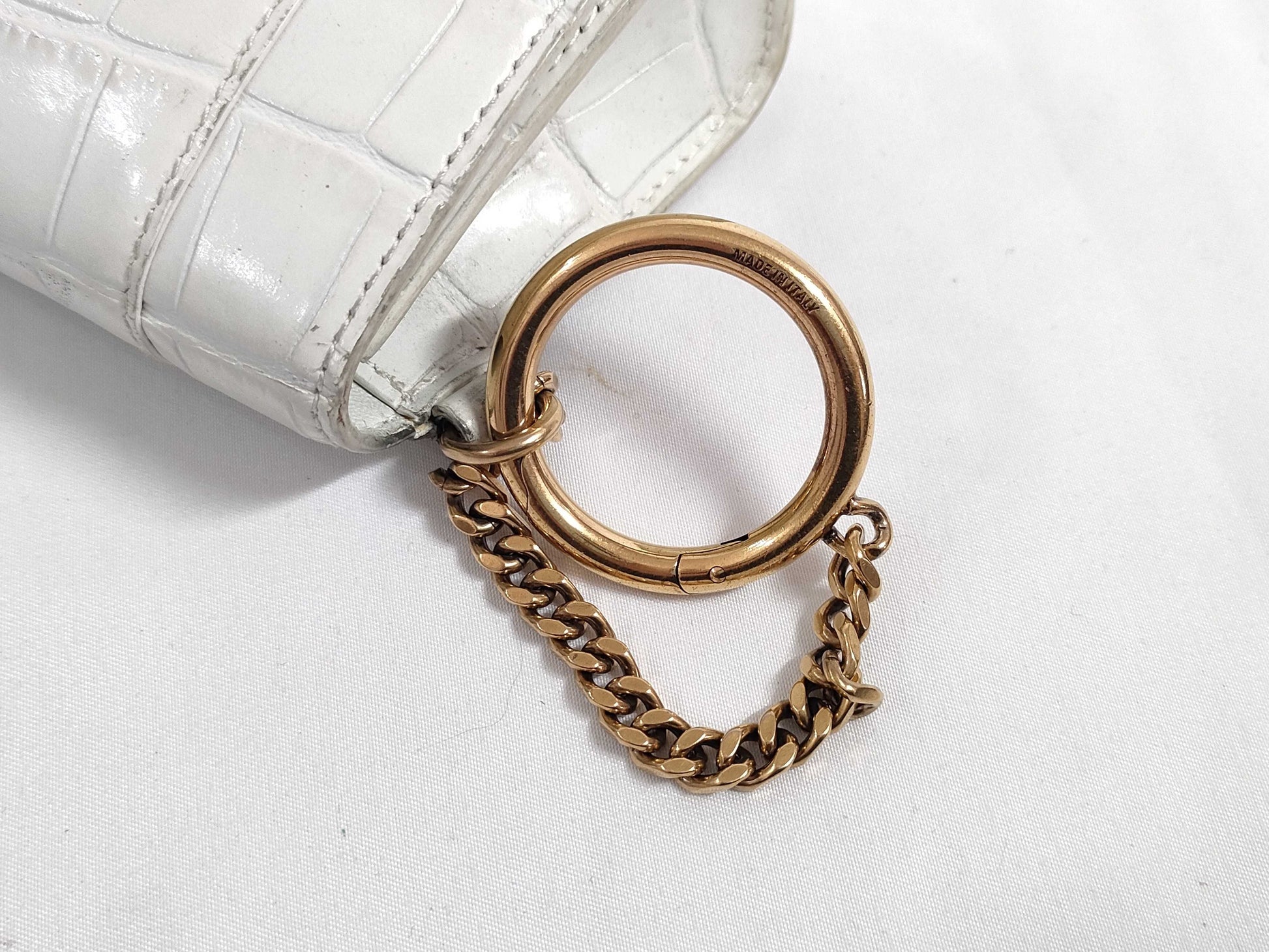 BALENCIAGA BALENCIAGA Mini White Leather Hourglass Mini Pouch Handbag