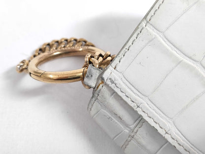 BALENCIAGA BALENCIAGA Mini White Leather Hourglass Mini Pouch Handbag