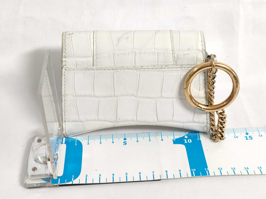 BALENCIAGA BALENCIAGA Mini White Leather Hourglass Mini Pouch Handbag