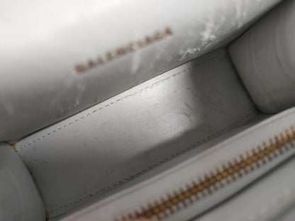 BALENCIAGA BALENCIAGA Mini White Leather Hourglass Mini Pouch Handbag